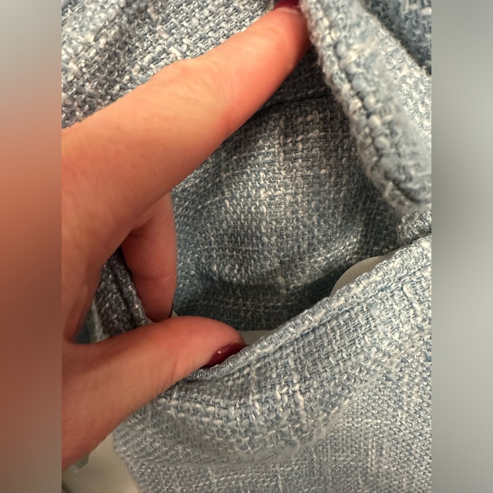3/$10!!! Amazon Light Pastel Blue Tweed Women's Blazer with Pockets - Picture 4 of 5